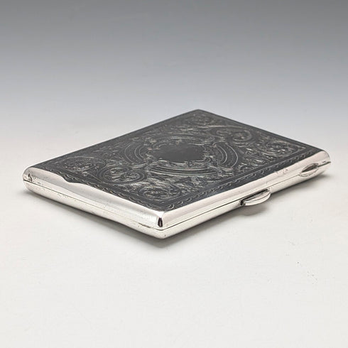 1898 British antique sterling silver double door card case 83g Charles Chesterman